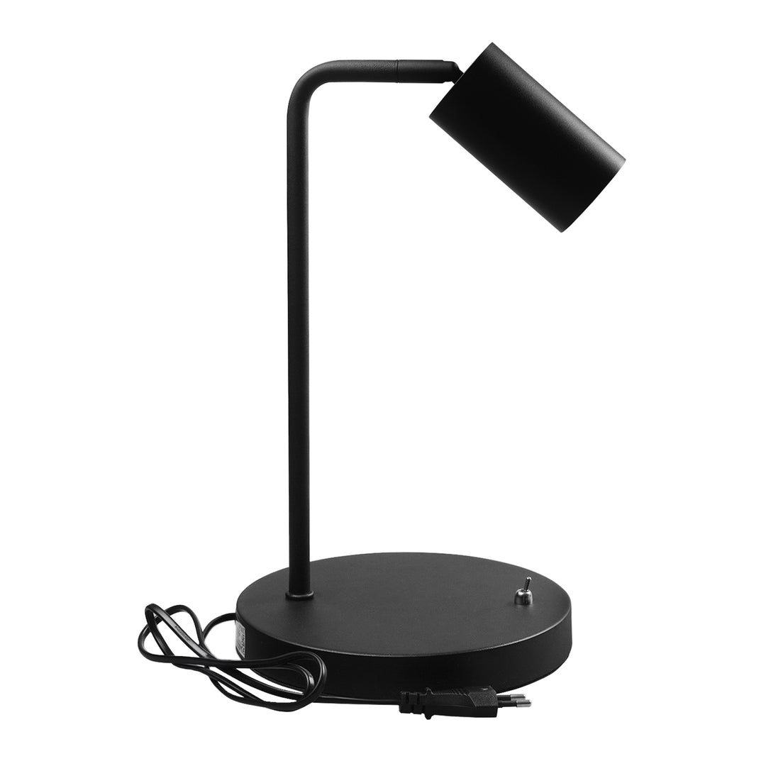 Maclean GU10 bureaulamp, spot, rond, GU10, met 55x90mm schakelaar, zwart, MCE370 B + LED lamp GU10 7W Maclean Energy MCE437 WW warm wit 3000K, 220-240V~, 50/60Hz, 490lm