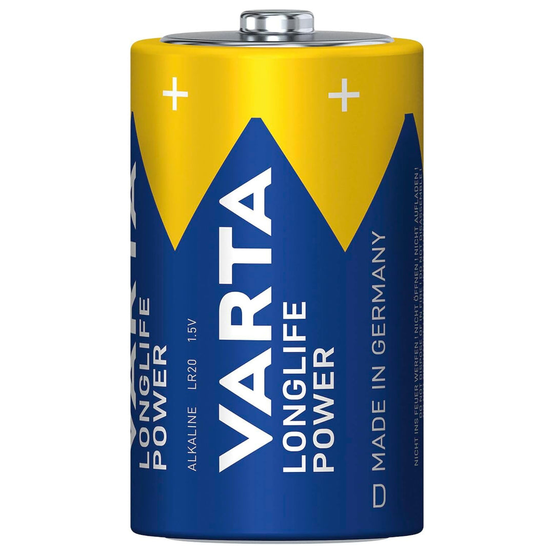 VARTA Longlife Power, 2 alkalinebatterijen, maat D / R20, 1,5V