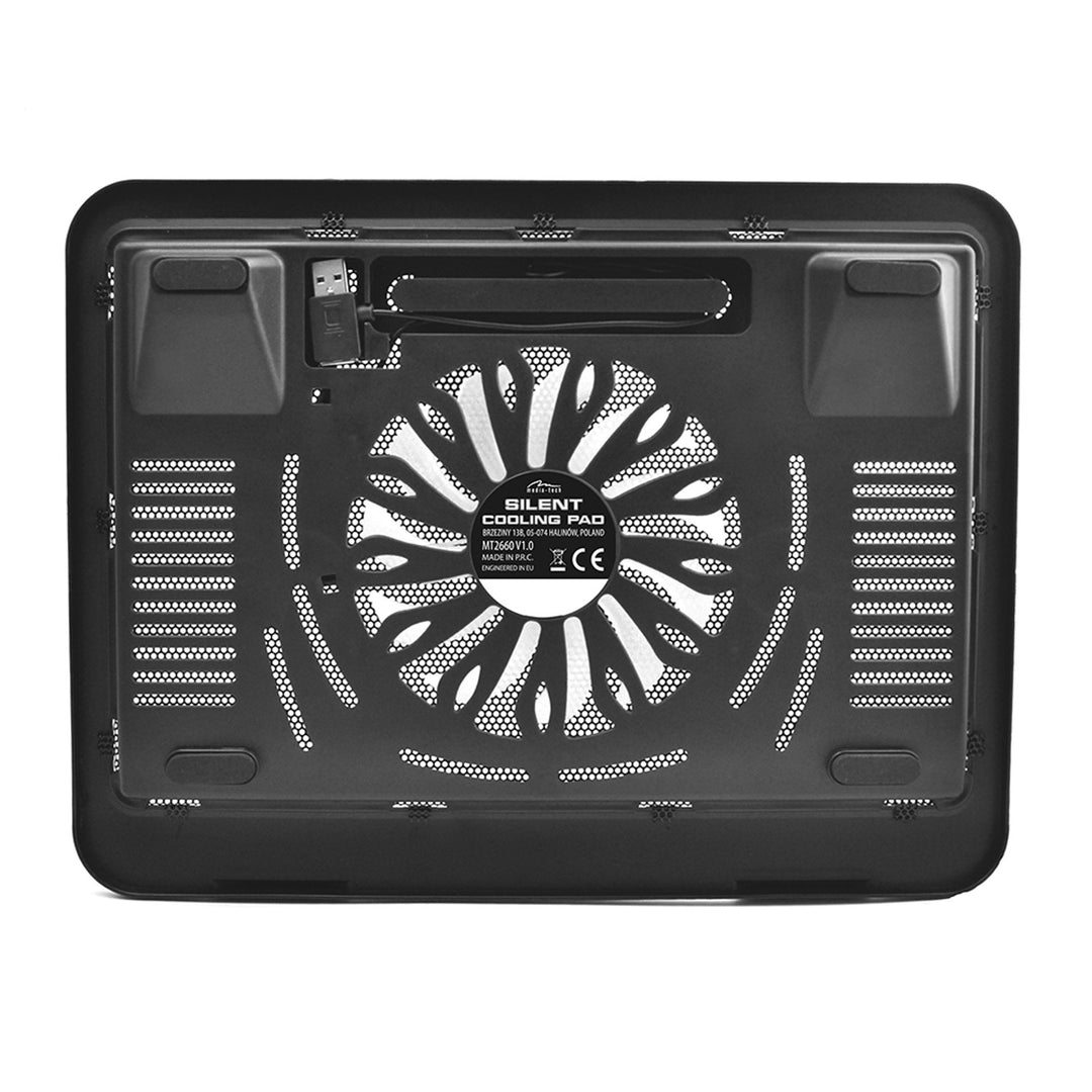 SILENT COOLING PAD - Koelpad voor laptops van 15,6" en kleiner, stille, krachtige ventilatoren van 13,5 cm, USB-poort.