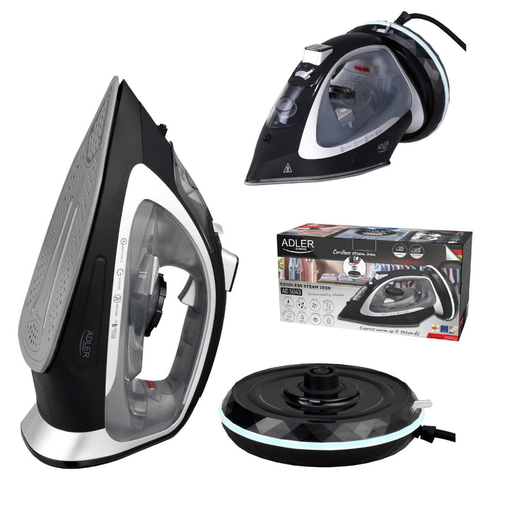 Adler snoerloos stoomstrijkijzer, keramische zoolplaat, 2800W, AD 5043