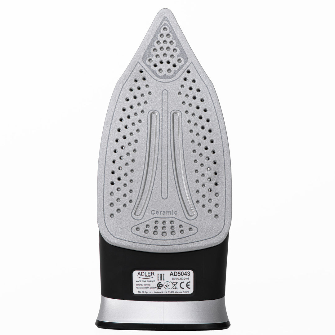 Adler snoerloos stoomstrijkijzer, keramische zoolplaat, 2800W, AD 5043
