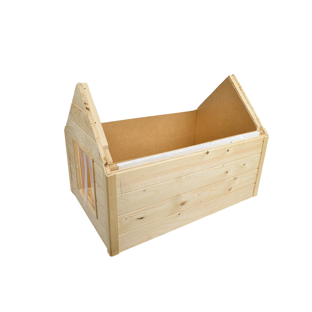 Honden- en kattenhok Woodok, geïsoleerd, hout, grote XL, zelf te monteren en schilderen, geïmpregneerd eiken gebleekt