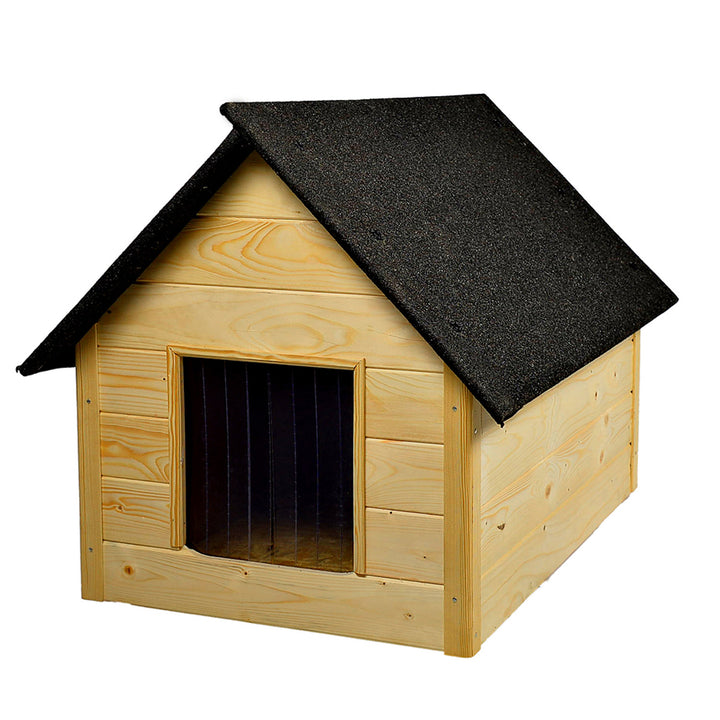 Honden- en kattenhok Woodok, geïsoleerd, hout, grote XL, zelf te monteren en schilderen, geïmpregneerd eiken gebleekt