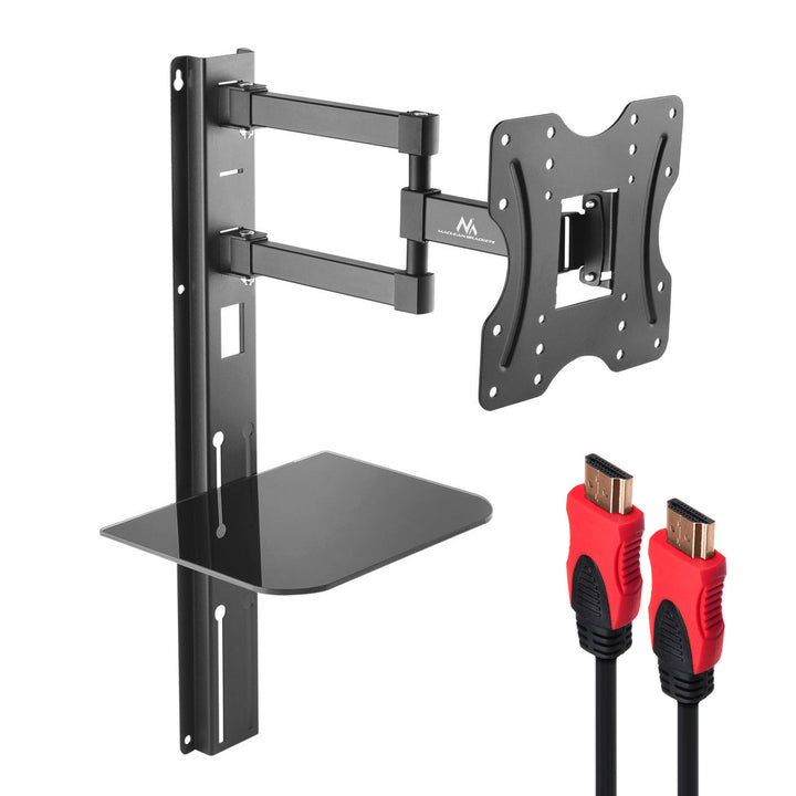 TV houder met DVD plank Maclean, vesa 200x200 , 23"-42", 30kg, MC-771+HDMI 2.0 4K 3D UHD 1,8m KABEL 48 bit