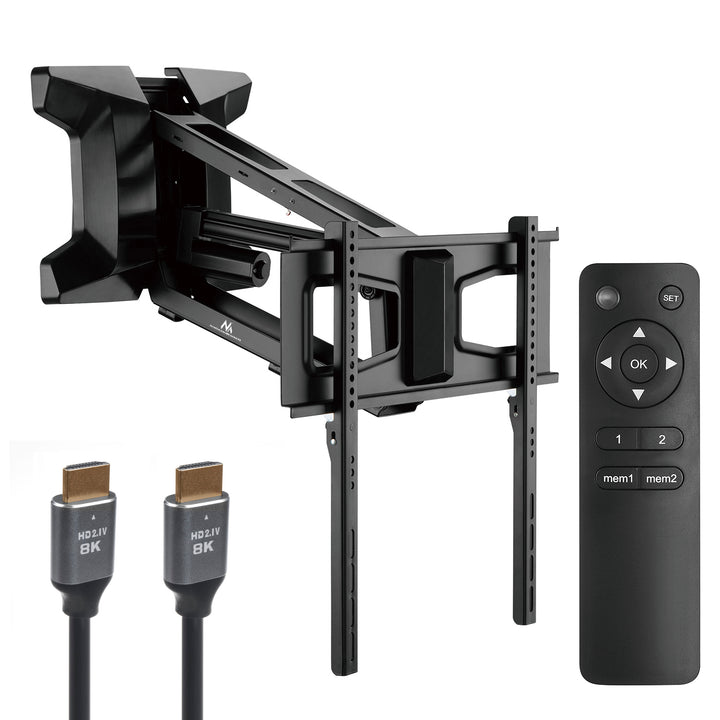 Elektrische steun voor TV boven open haard Maclean, max VESA 600x400, wifi-afstandsbediening, 37"-70", max 35kg, MC-891 +Maclean HDMI 2.1a kabel, 3m, 8K HDR, MCTV-442