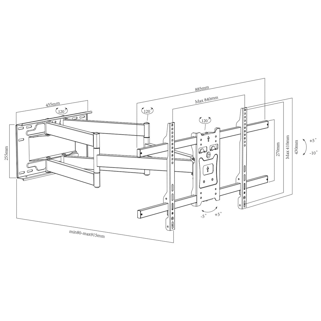 Maclean TV steun, max VESA 800x400, 37-85", 55kg, lange arm 915mm, MC-986 +Maclean HDMI 2.1a kabel, 3m, 8K HDR, MCTV-442