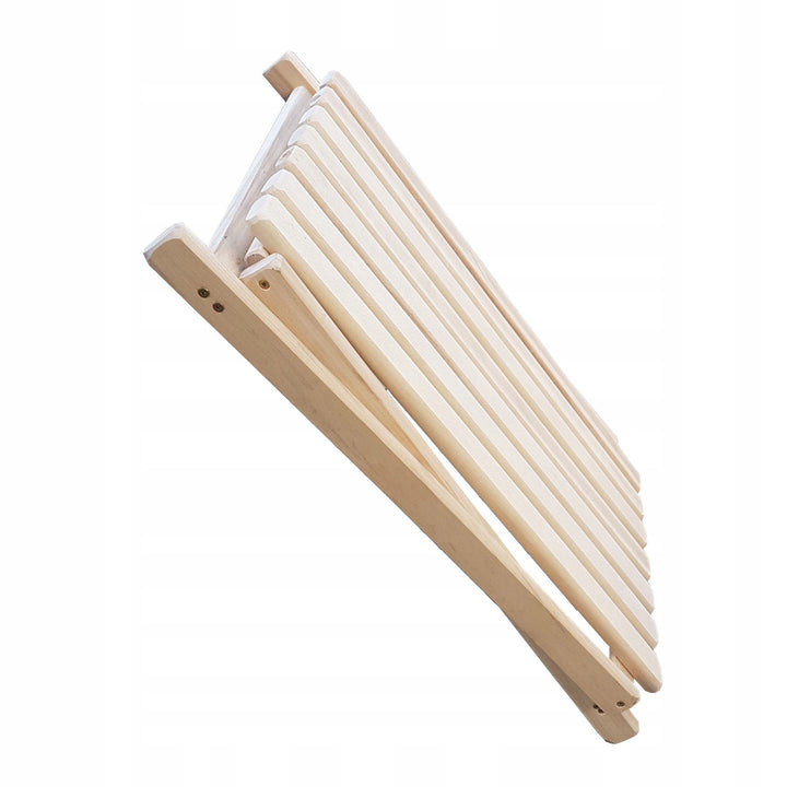 Set van 2 strandstoelen, blauwe strepen + houten salontafel Woodok