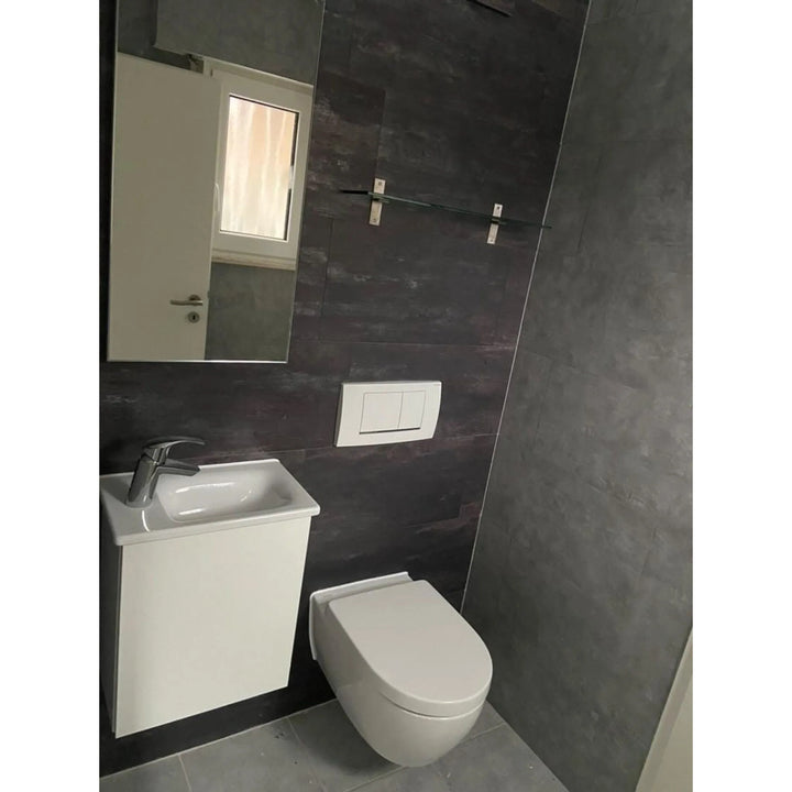 Fliesana zelfklevende wand- en vloertegels, set van 3, waterbestendig, natuursteendessin, kleur zwart