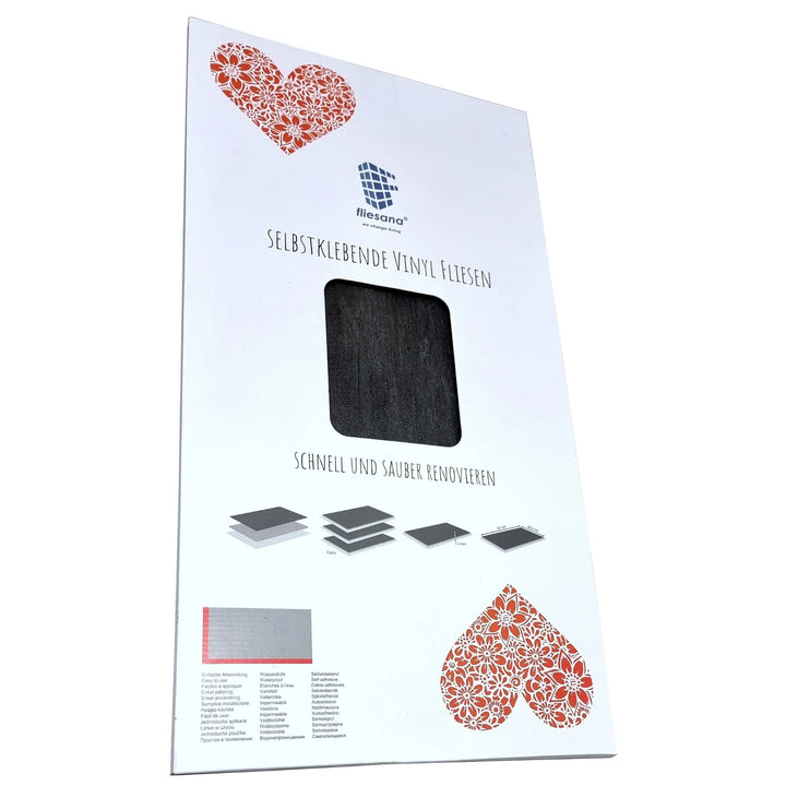 Fliesana zelfklevende wand- en vloertegels, set van 3, waterbestendig, natuursteendessin, kleur zwart