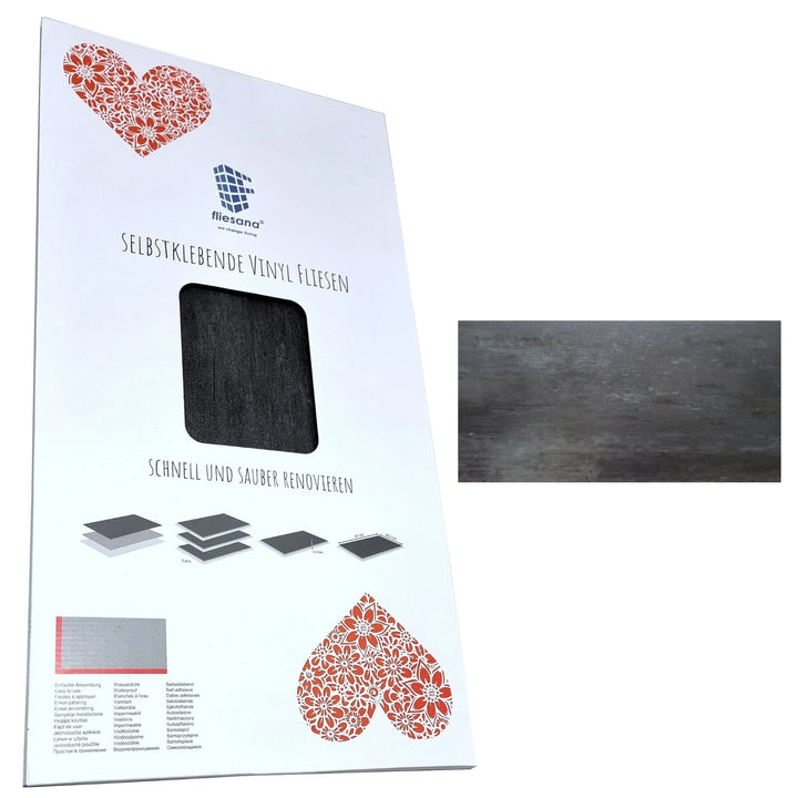 Fliesana zelfklevende wand- en vloertegels, set van 3, waterbestendig, natuursteendessin, kleur zwart