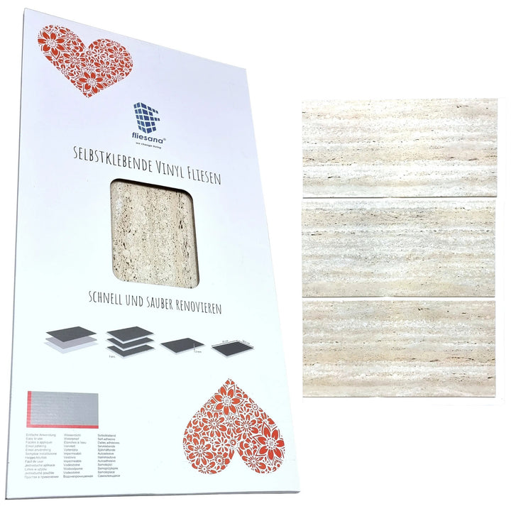 Fliesana zelfklevende wand- en vloertegels, set van 3, waterdicht, natuursteenontwerp