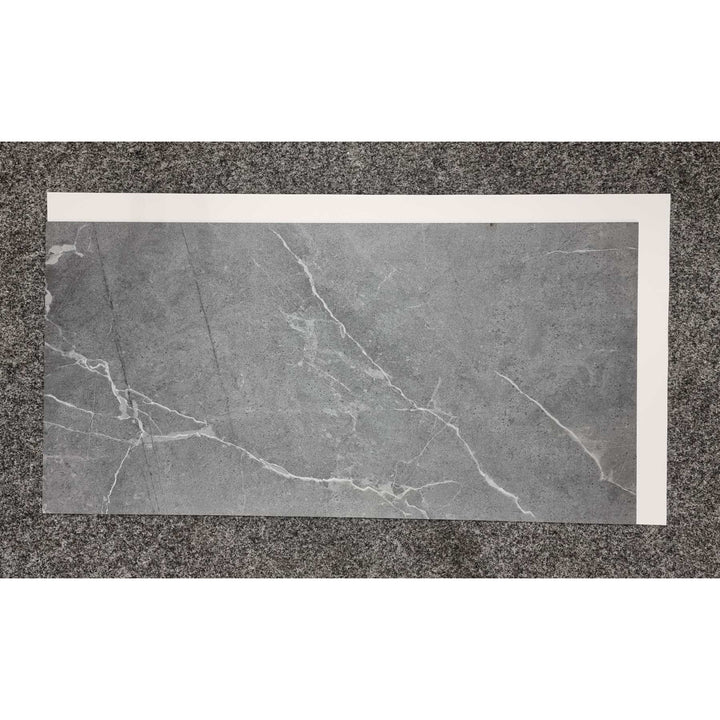 Fliesana zelfklevende wand- en vloertegels, set van 3, waterbestendig, natuursteendessin, donkergrijze kleur