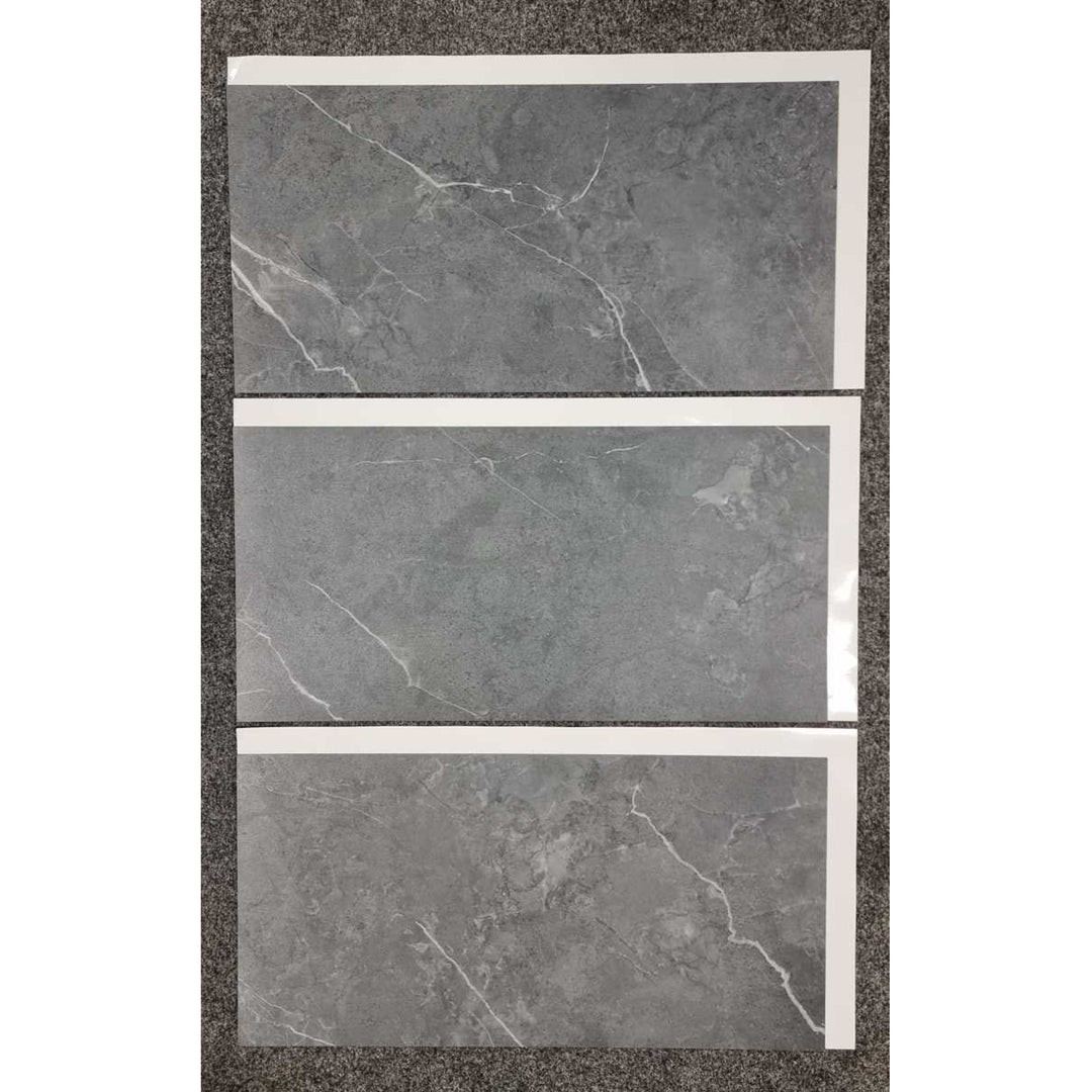 Fliesana zelfklevende wand- en vloertegels, set van 3, waterbestendig, natuursteendessin, donkergrijze kleur