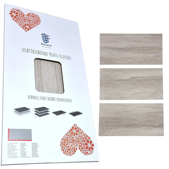 Fliesana zelfklevende wand- en vloertegels, set van 3, waterbestendig, natuursteenpatroon (cliff)