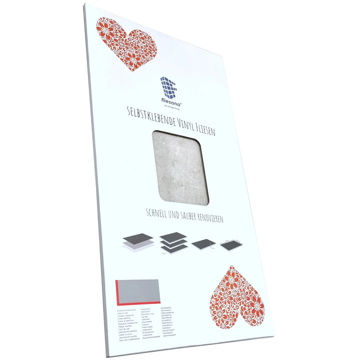 Fliesana - Zelfklevende wand- en vloertegels - set van 3 - waterbestendig, natuursteendessin - betoneffect, lichtgrijs