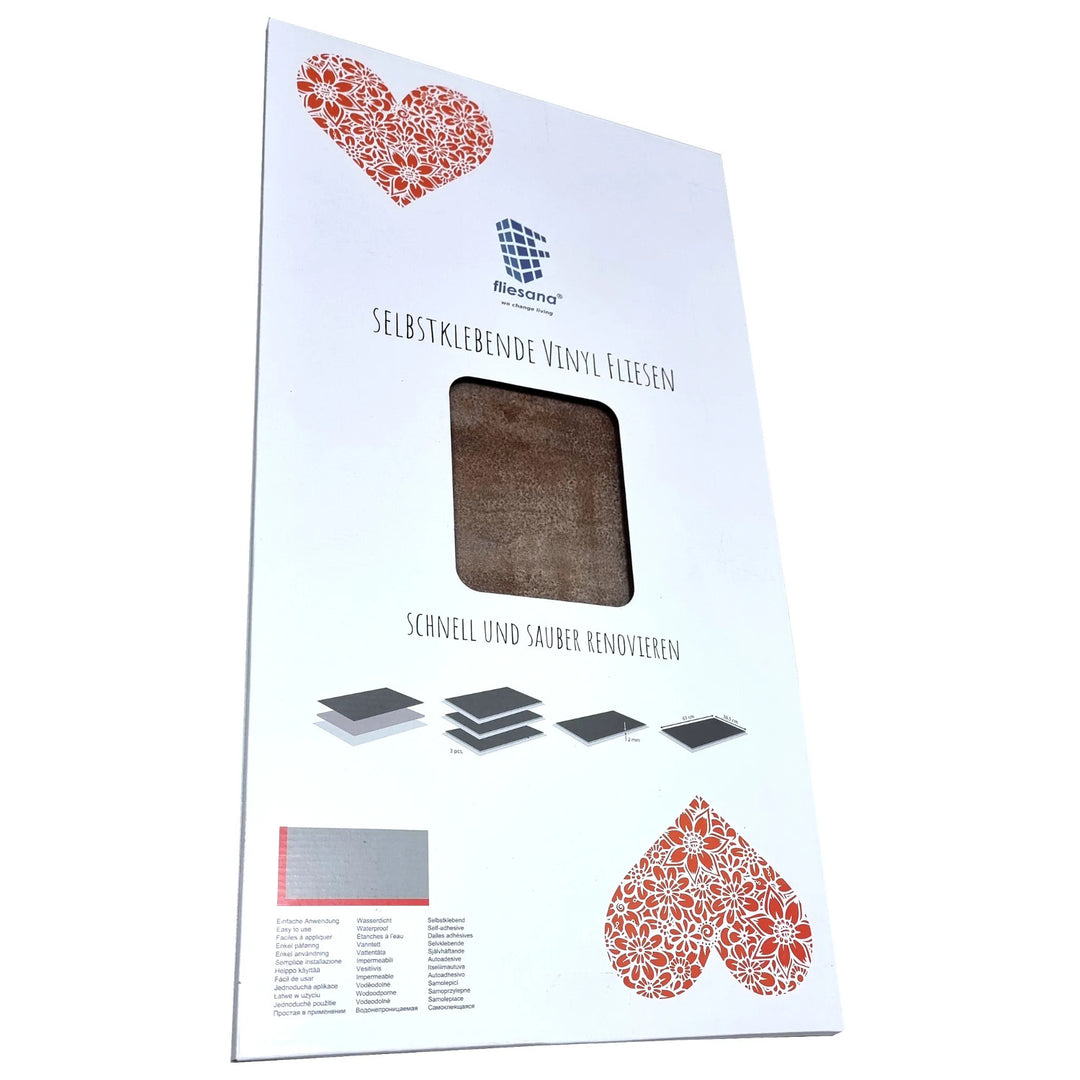 Fliesana zelfklevende wand- en vloertegels, set van 3, waterbestendig, natuursteendessin, roestkleurig