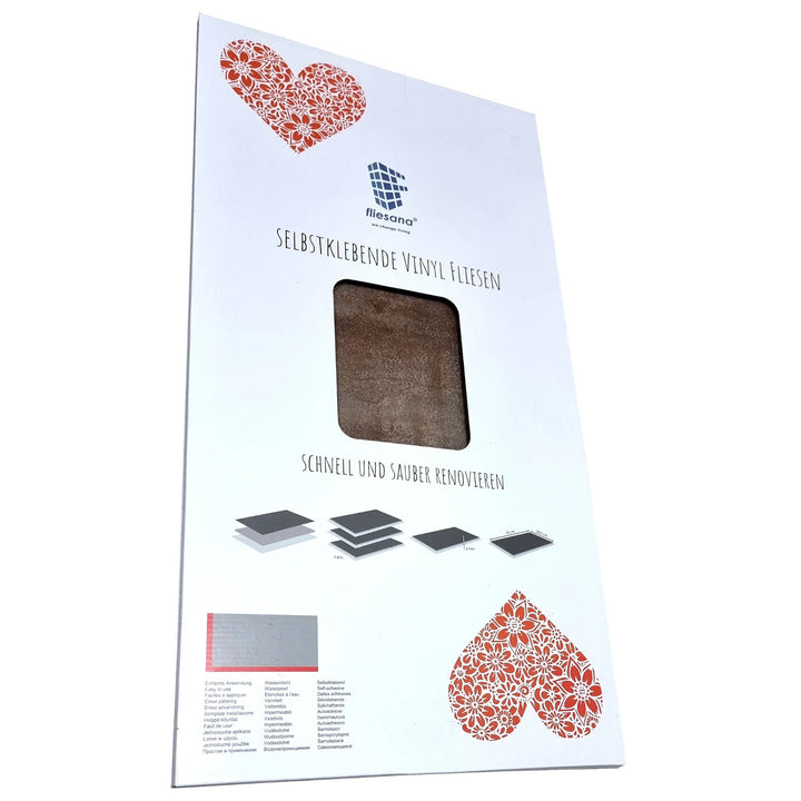 Fliesana zelfklevende wand- en vloertegels, set van 3, waterbestendig, natuursteendessin, roestkleurig