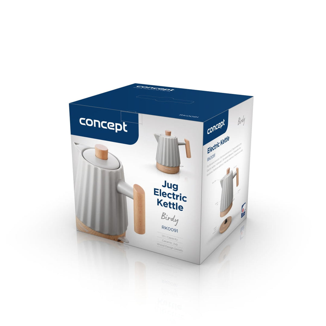 Concept waterkoker, keramisch, 1500W, 1,5L, lichtgrijs, RK0091