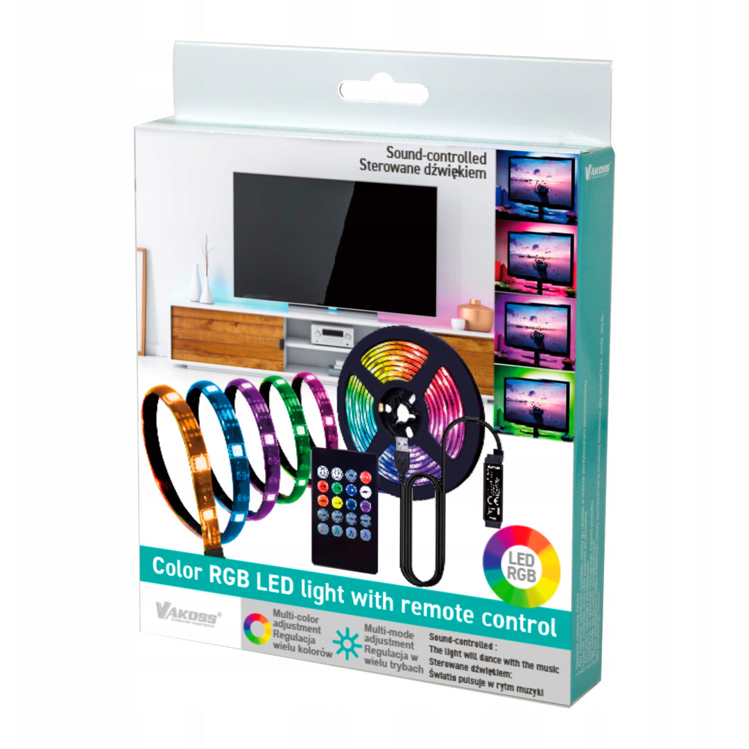 Vakoss RGB LED strip, voor TV verlichting, audio gestuurd, afstandsbediening, LA-C612