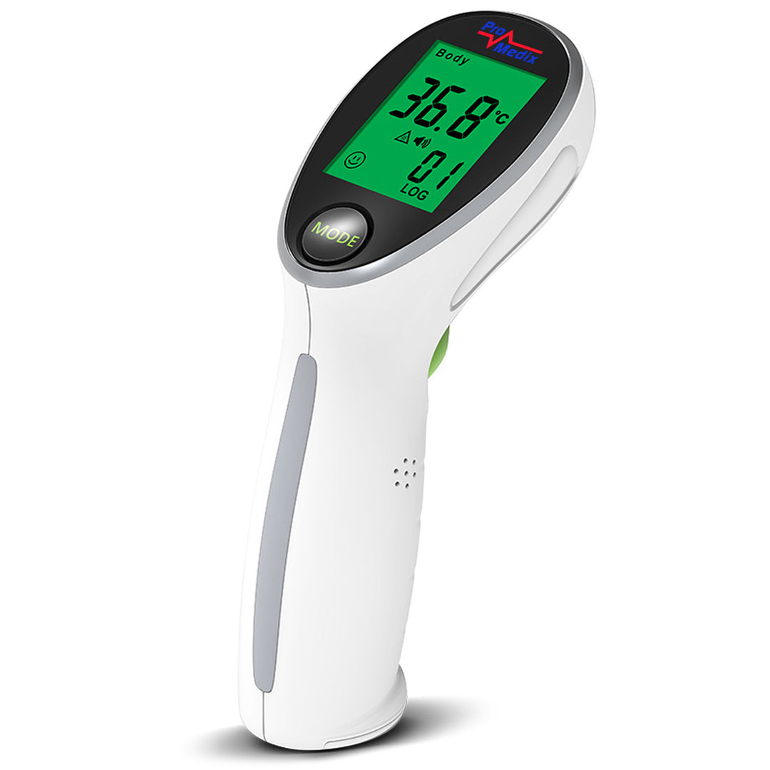 Promedix kinderinhalator, fudge, vernevelaar, masker, filterset, PR-810 + Promedix PR-960 contactloze infrarood medische thermometer