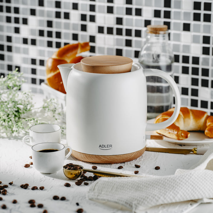 Waterkoker keramisch 1.0L, 1200W, ecru, Adler AD 1304
