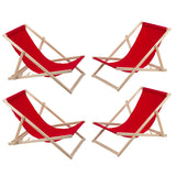 Set van vier ligstoelen, rood, Woodok, gemonteerd