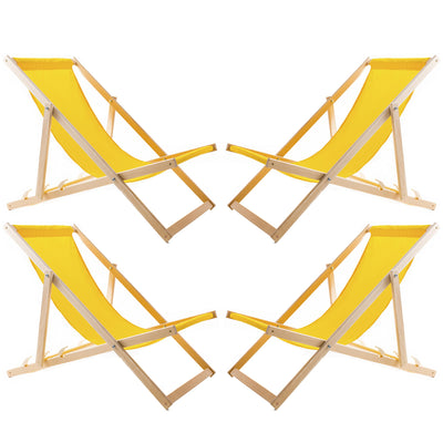 Set van vier ligstoelen, geel, Woodok, gemonteerd