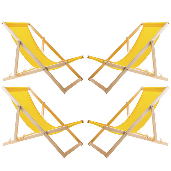 Set van vier ligstoelen, geel, Woodok, gemonteerd