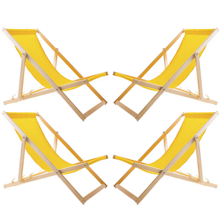 Set van vier ligstoelen, geel, Woodok, gemonteerd