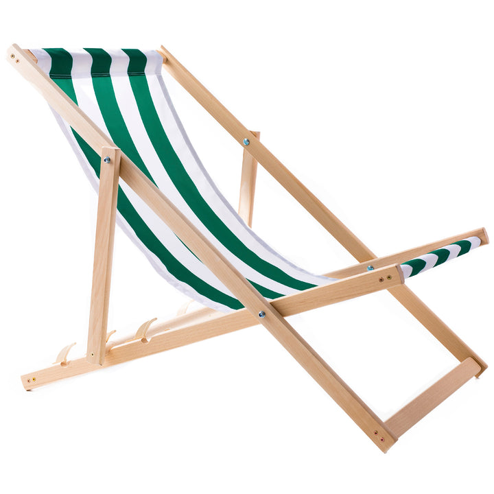 Set van vier ligstoelen, groen gestreept, Woodok, gemonteerd