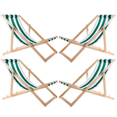 Set van vier ligstoelen, groen gestreept, Woodok, gemonteerd