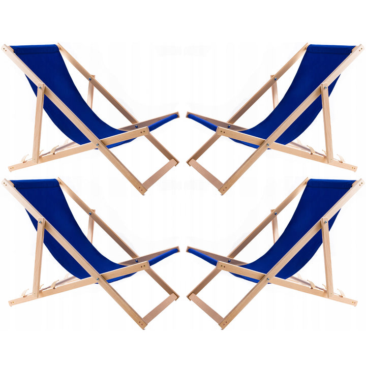 Set van vier ligstoelen, blauw, Woodok, gemonteerd