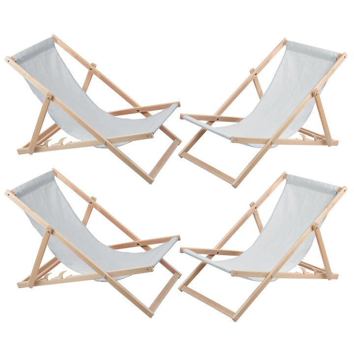 Set van vier ligstoelen, licht essen, Woodok, gemonteerd