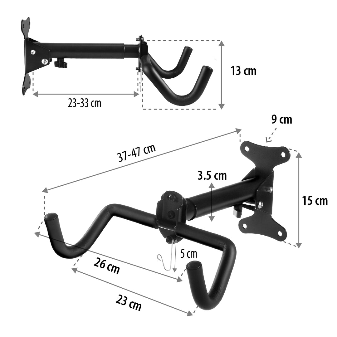 Maclean fiets muurbeugel, horizontaal, staal, max. belasting 30kg, MC-484, 2 stuks