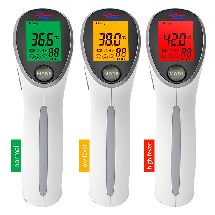 Promedix draagbare / handheld draadloze vernevelaar inhalator, kit, maskers, PR-835 + Promedix PR-960 contactloze infrarood medische thermometer