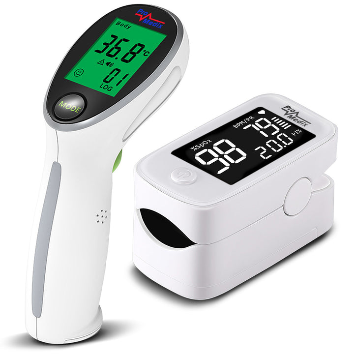 Promedix PR-870 1,5" HD LED medische pulsoximeter + Promedix PR-960 contactloze infrarood medische thermometer