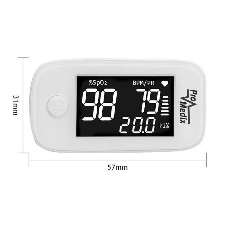 Promedix PR-870 1,5" HD LED-pulsoximeter medische pulsoximeter + 2x Medische maskers CE EN 14683:2019 - set - kleur blauw 10 stuks Promedix PR-280 BFE>98%