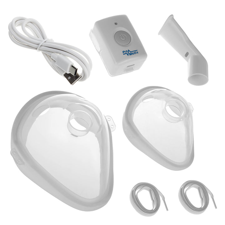 Promedix draagbare / handbediende draadloze vernevelaar, kit, maskers, PR-840 + 2x Medische maskers CE EN 14683:2019 - kit - blauwe kleur 10 stuks Promedix PR-280 BFE>98%