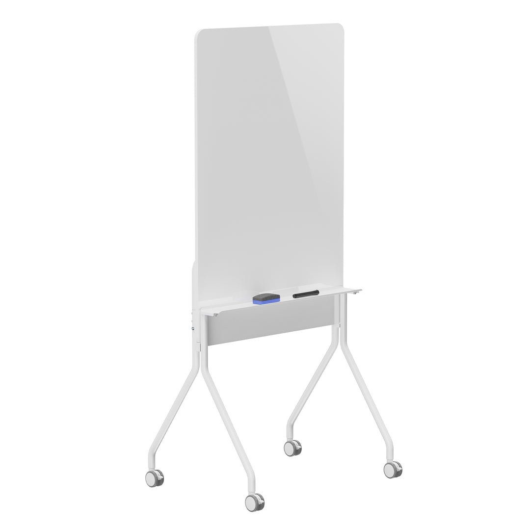 Ergo Office verrijdbaar droog uitwisbaar whiteboard, verticale oriëntatie, wit, enkelzijdig, met legbord, afmetingen van het bord 1190x790mm, ER-305