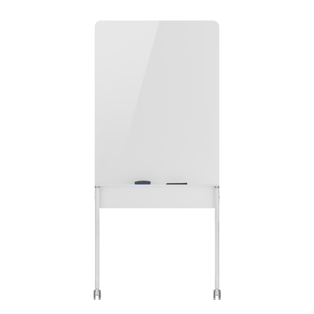 Ergo Office verrijdbaar droog uitwisbaar whiteboard, verticale oriëntatie, wit, enkelzijdig, met legbord, afmetingen van het bord 1190x790mm, ER-305