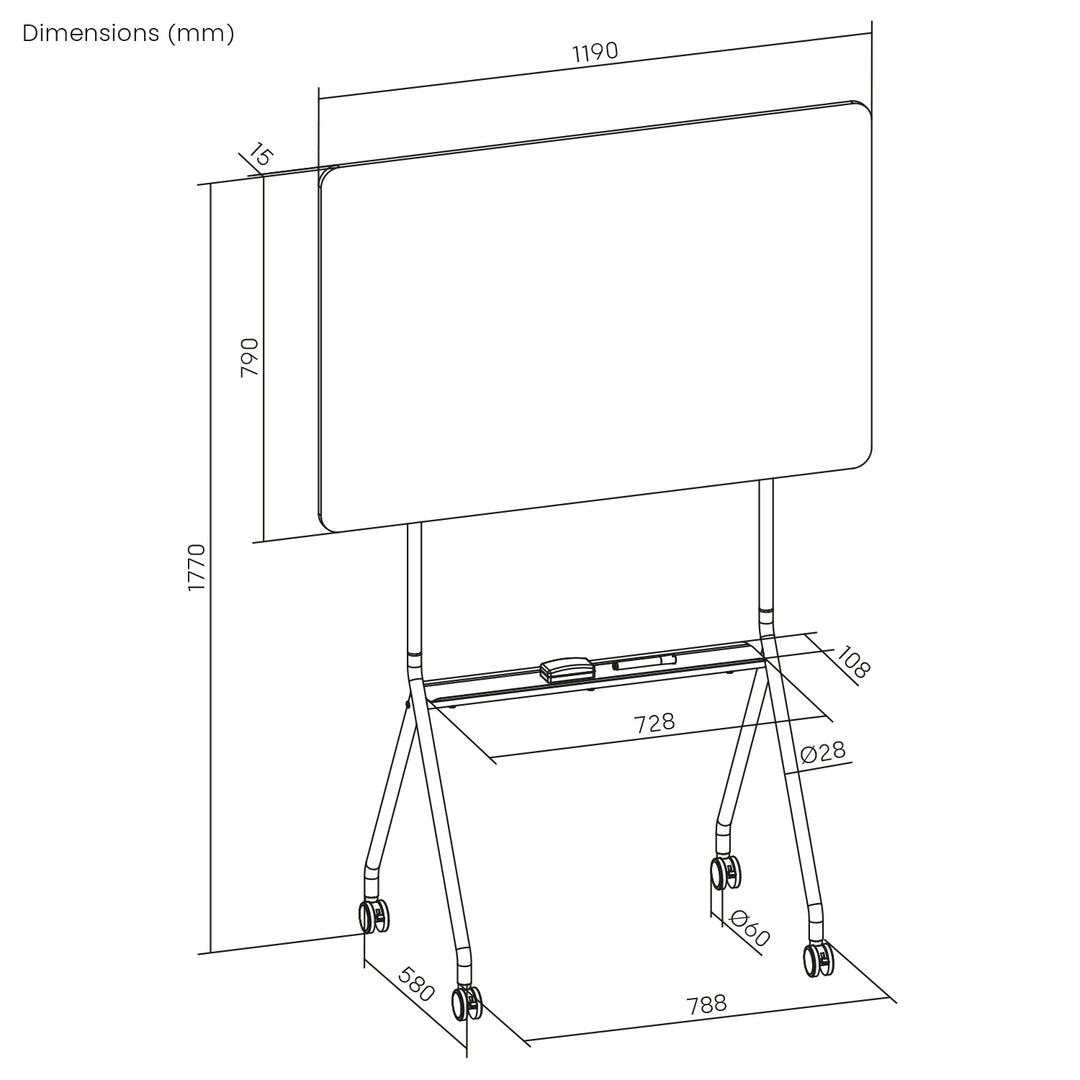 Ergo Office ER-306 - Whiteboard  - verrijdbaar droog uitwisbaar - enkelzijdig - 119x79 cm