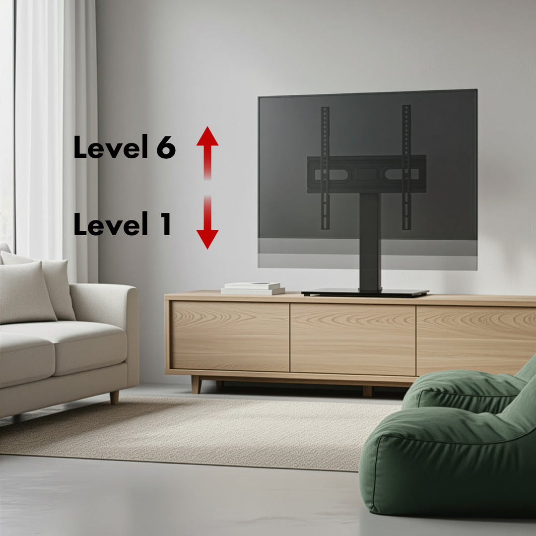 Universele TV-standaard Maclean, voor RTV-kast, standaard, max. 40kg, max. VESA 400x400, hoogte- en hoekverstelling, voor TV 32-65", MC-124
