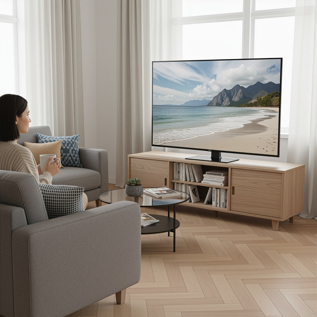 Universele TV-standaard Maclean, voor RTV-kast, standaard, max. 40kg, max. VESA 400x400, hoogte- en hoekverstelling, voor TV 32-65", MC-124