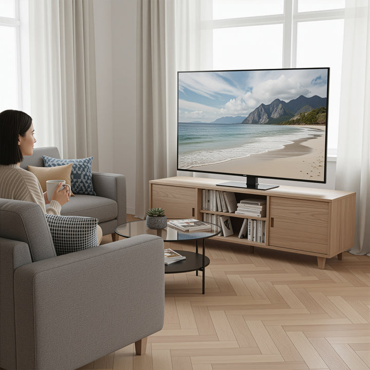 Universele TV-standaard Maclean, voor RTV-kast, standaard, max. 40kg, max. VESA 400x400, hoogte- en hoekverstelling, voor TV 32-65", MC-124