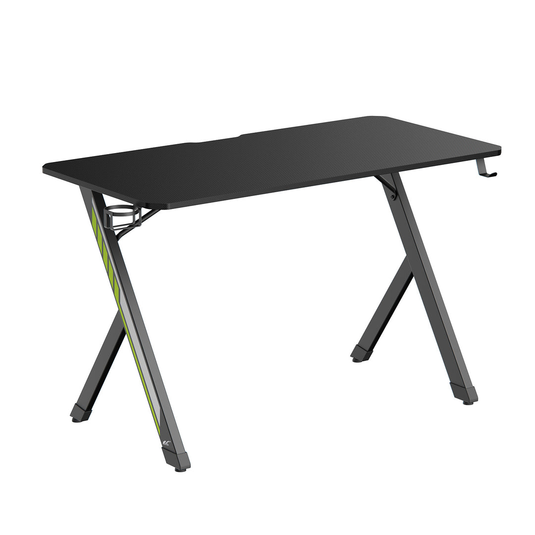 NanoRS gaming bureau, zwart, met koptelefoon- en bekerhouder, max. 75kg, afmetingen 1200x600x750mm, RS101