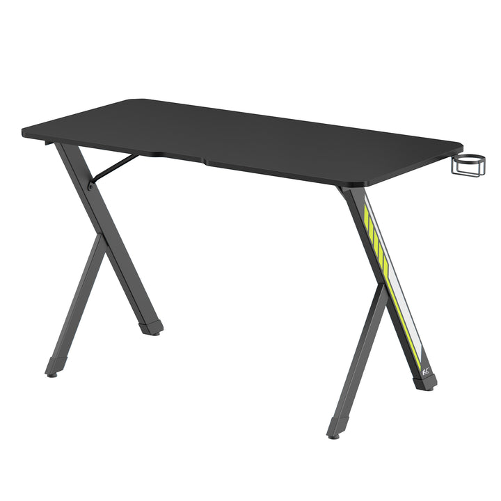 NanoRS gaming bureau, zwart, met koptelefoon- en bekerhouder, max. 75kg, afmetingen 1200x600x750mm, RS101