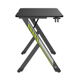 NanoRS gaming bureau, zwart, met koptelefoon- en bekerhouder, max. 75kg, afmetingen 1200x600x750mm, RS101