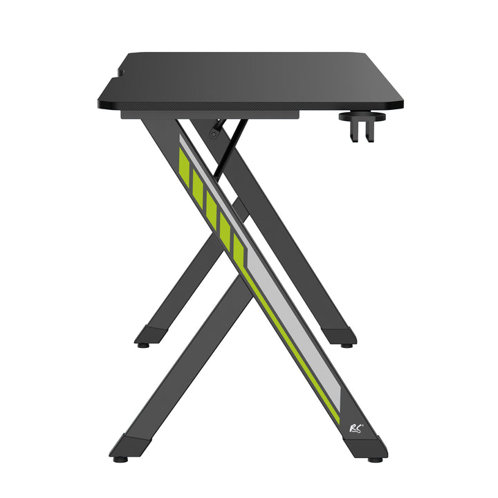 NanoRS gaming bureau, zwart, met koptelefoon- en bekerhouder, max. 75kg, afmetingen 1200x600x750mm, RS101
