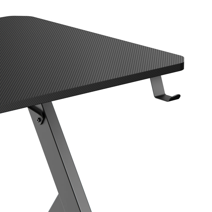 NanoRS gaming bureau, zwart, met koptelefoon- en bekerhouder, max. 75kg, afmetingen 1200x600x750mm, RS101