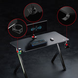NanoRS gaming bureau, zwart, met koptelefoon- en bekerhouder, max. 75kg, afmetingen 1200x600x750mm, RS101
